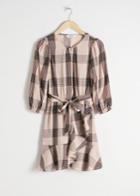 Other Stories Belted Plaid Mini Dress - Beige
