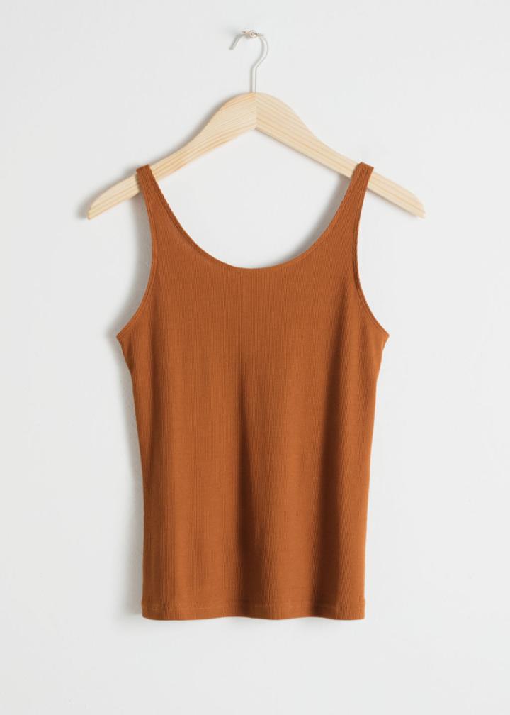 Other Stories Fitted Scoop Back Tank Top - Orange