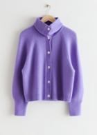 Other Stories High Collar Knit Cardigan - Purple