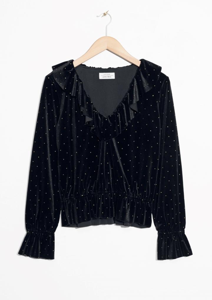 Other Stories Frilled Velvet Top