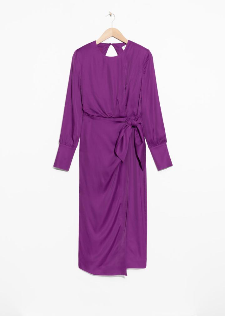 Other Stories Knotted Front Open Back Dress - Purple