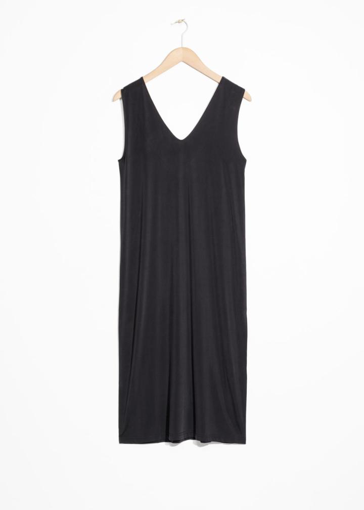 Other Stories Twist Strap Midi Dress - Black