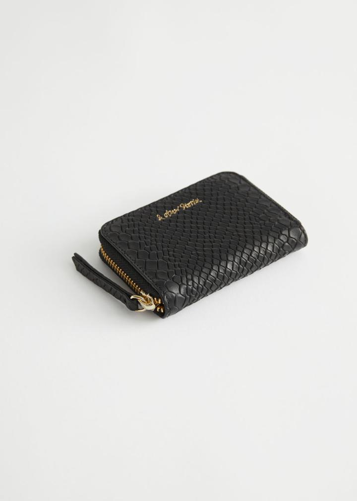 Other Stories Snake Embossed Leather Wallet - Black