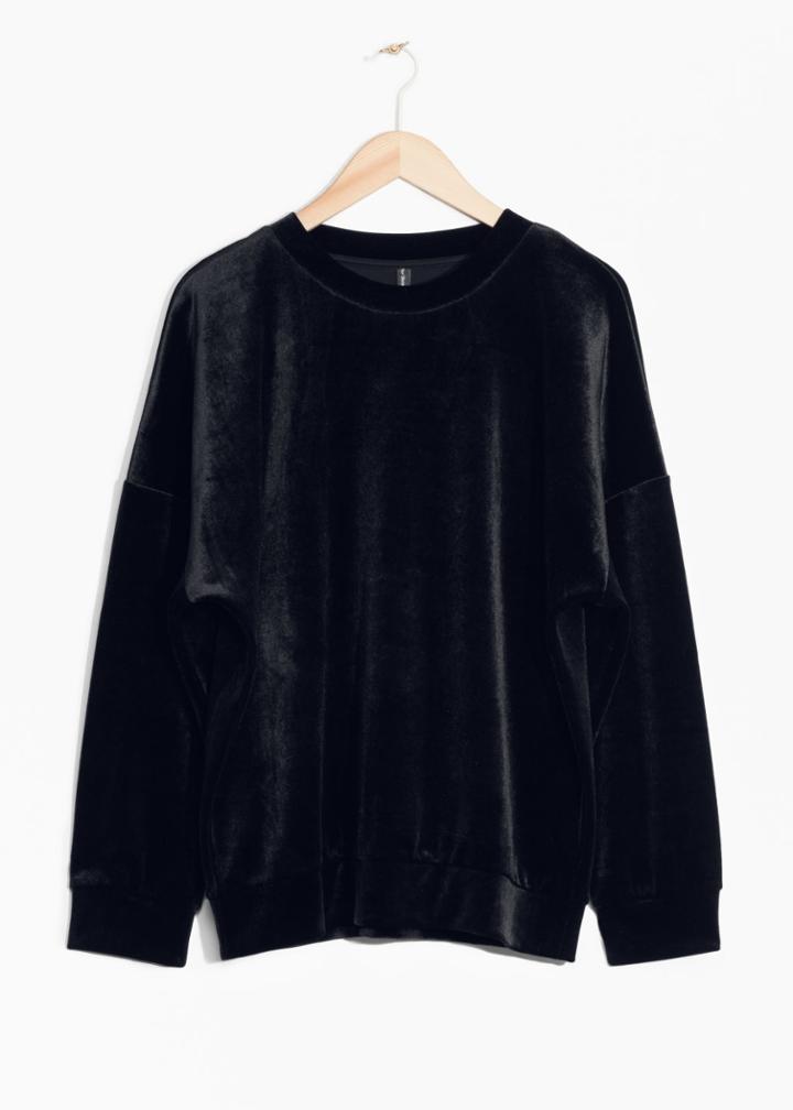Other Stories Velvet Sweatshirt - Black