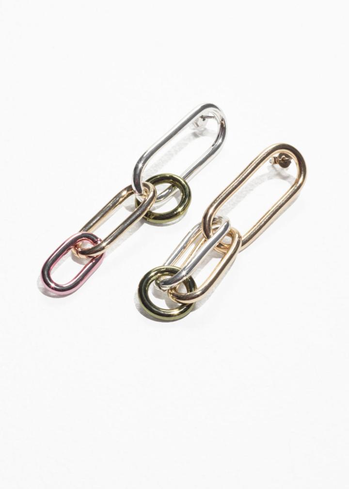 Other Stories Asymmetric Chain Earrings - Green