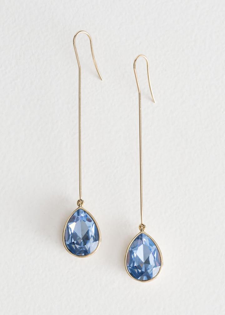 Other Stories Pending Crystal Earrings - Blue