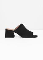 Other Stories Open Toe Suede Mules - Black