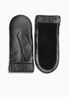 Other Stories Leather Mittens - Black