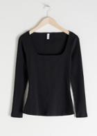 Other Stories Fitted Square Neck Top - Black
