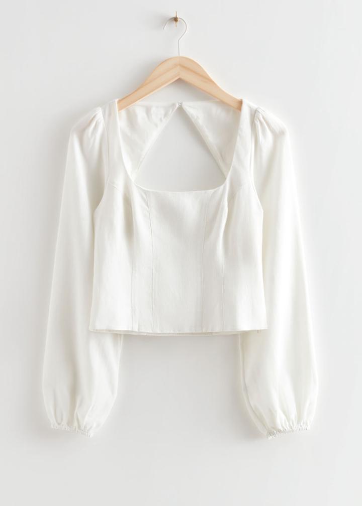 Other Stories Cut-out Puff Sleeve Top - White