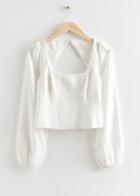 Other Stories Cut-out Puff Sleeve Top - White