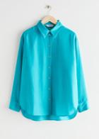 Other Stories Shell Button Silk Shirt - Turquoise