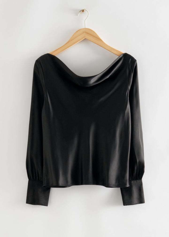 Other Stories Draped Long Sleeved Blouse - Black