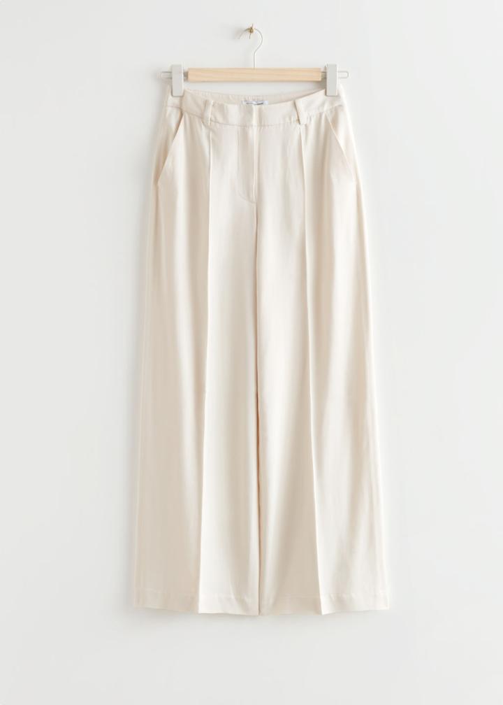 Other Stories Wide Satin Pants - White