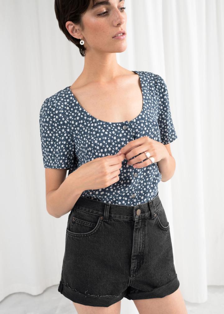 Other Stories Fitted Button Up Blouse - Blue