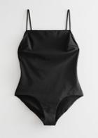 Other Stories Strappy Open Back Swimsuit - Black