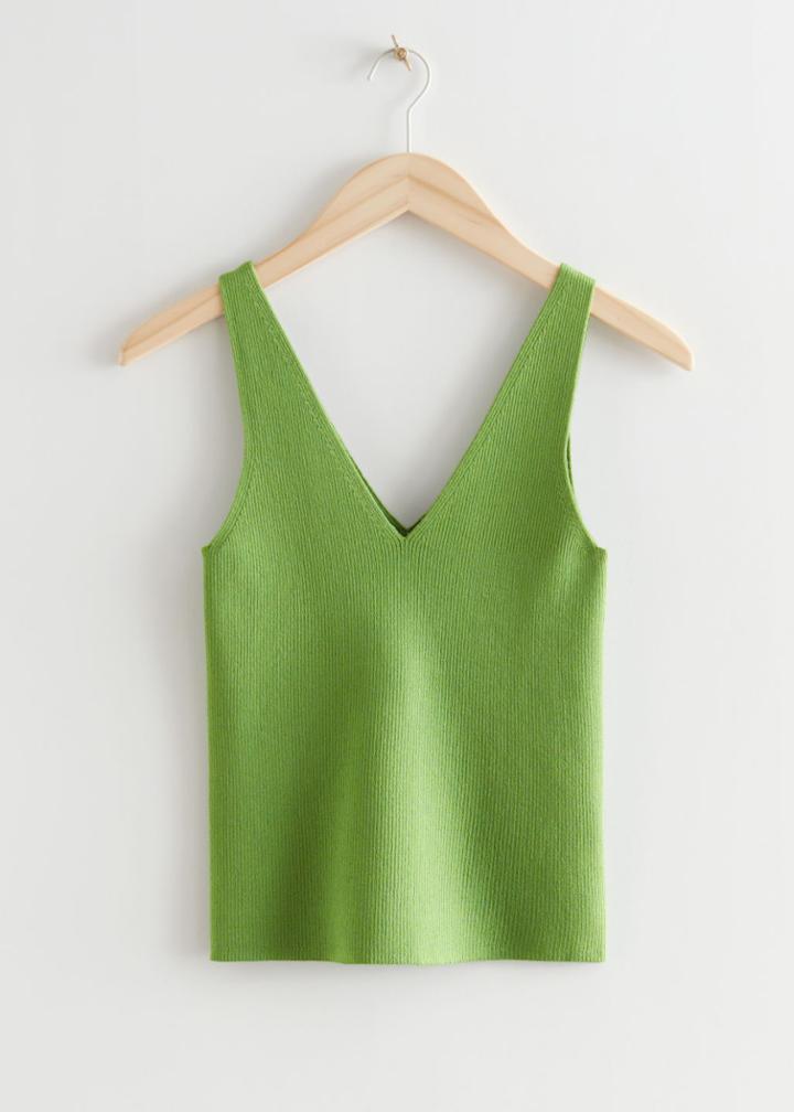 Other Stories Rib Knit Tank Top - Green