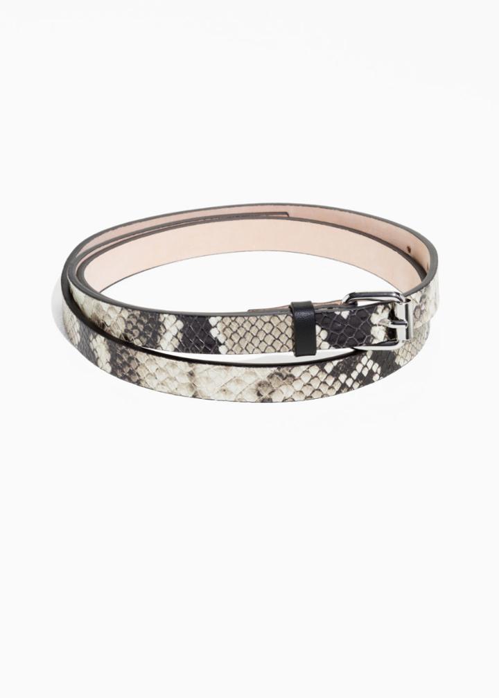 Other Stories Thin Leather Belt - White