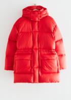 Other Stories Oversized Hooded Down Puffer Coat - Red