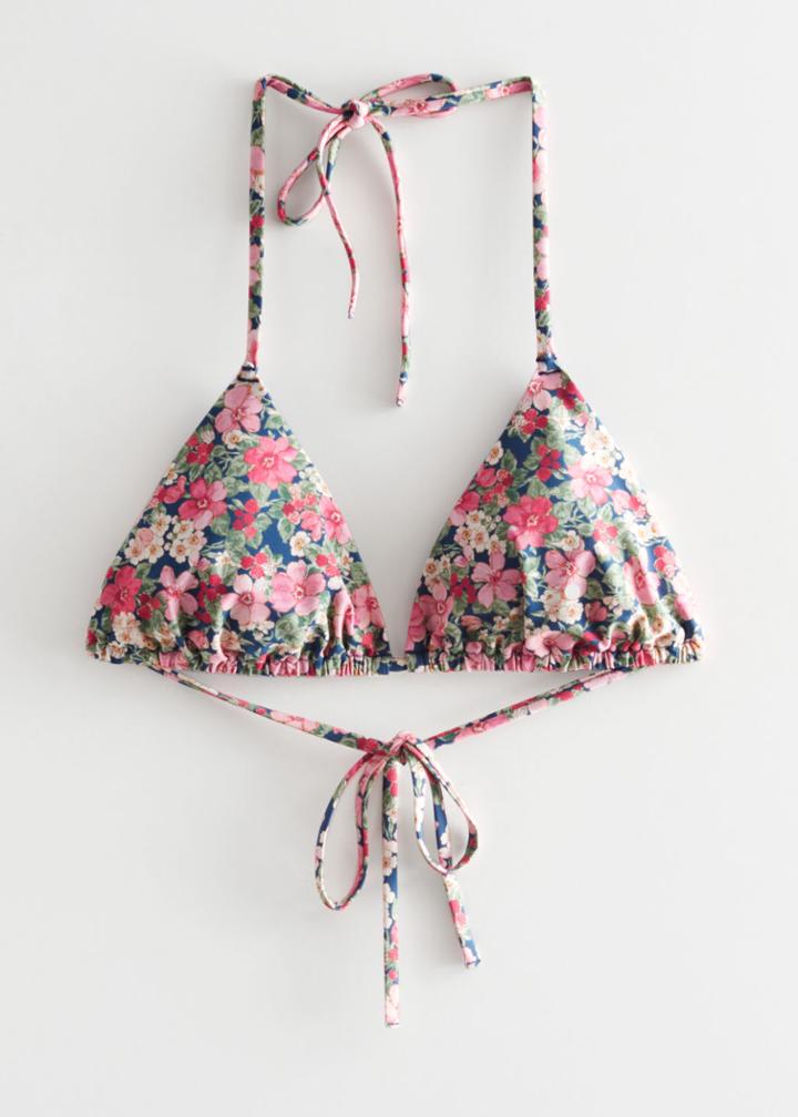 Other Stories Triangle Bikini Tie Top - Blue