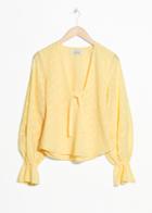 Other Stories Plunging Jacquard Blouse - Yellow