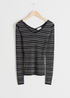 Other Stories Striped Long Sleeve Top - Black