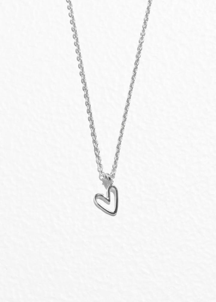 Other Stories Heart Pendant Necklace - Silver