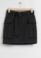 Other Stories Belted Patch Pocket Cargo Skirt - Black