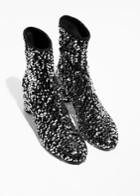 Other Stories Sequin Velvet Boots - Silver