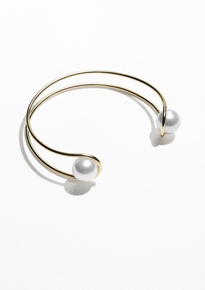 Other Stories Stacked Brass And Pearl Choker