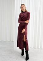 Other Stories Velvet Turtleneck Midi Dress - Red