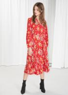 Other Stories Printed Pleated Midi Dress - Red