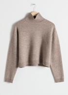 Other Stories Cropped Turtleneck Sweater - Grey