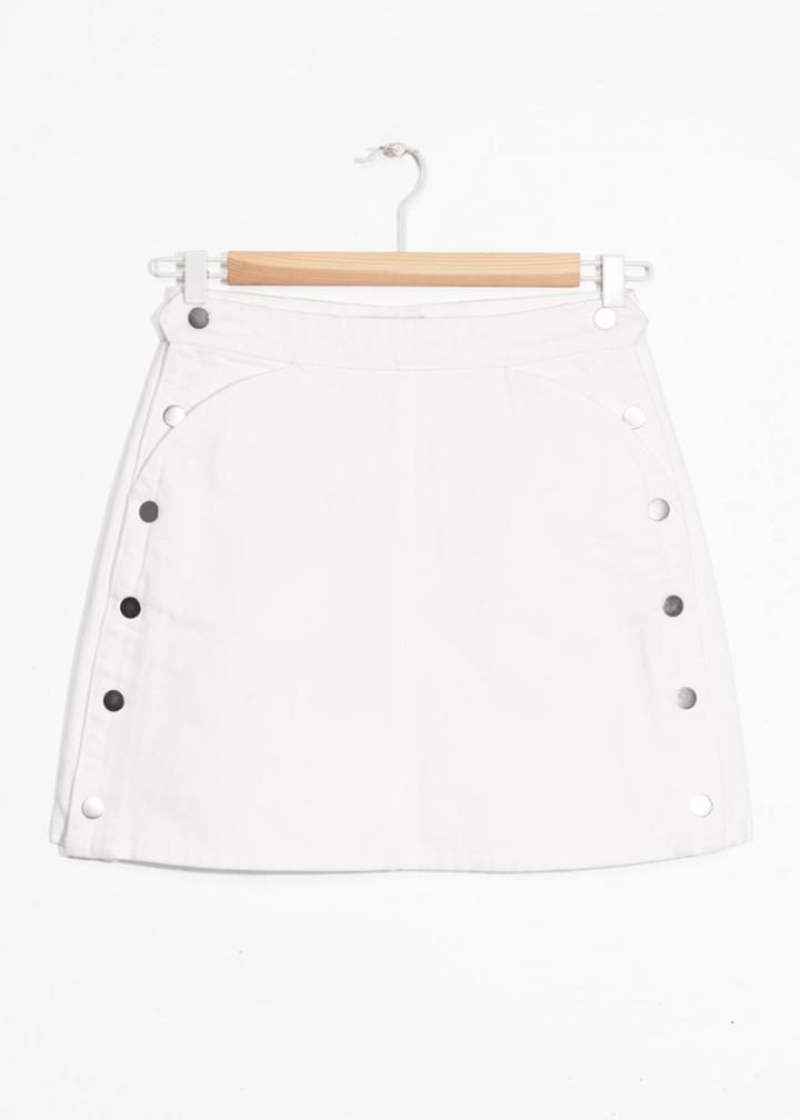 Other Stories Side Button Denim Mini Skirt - White