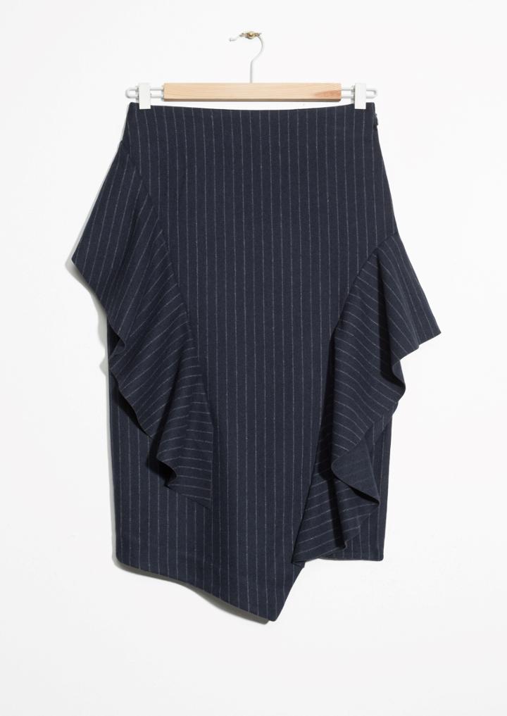 Other Stories Pinstripe Frill Skirt