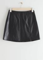 Other Stories Leather A-line Mini Skirt - Black