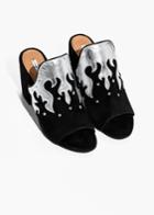 Other Stories Metallic Flames Suede Mules - Black