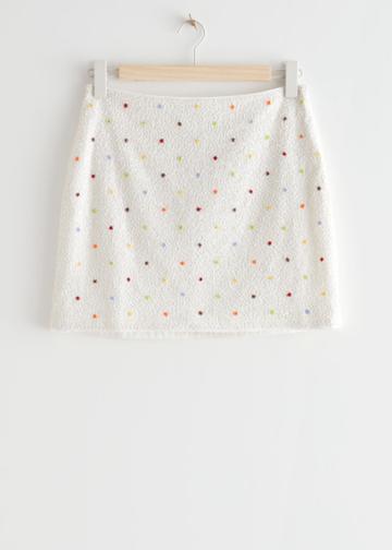 Other Stories Floral Bead Mini Skirt - White
