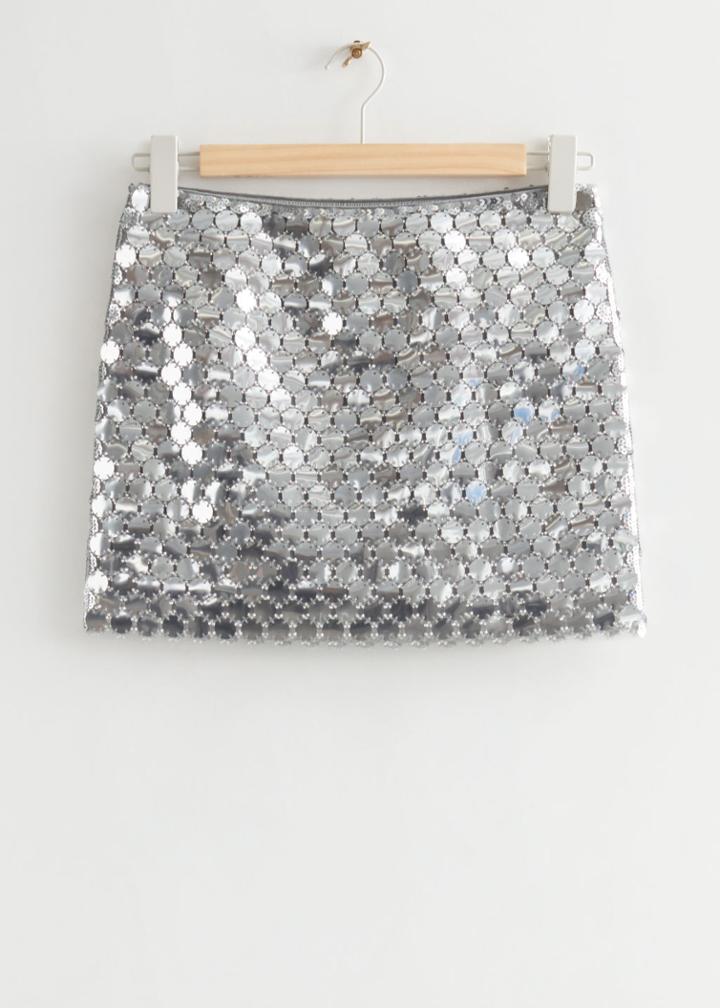 Other Stories Sequin Mini Skirt - Grey