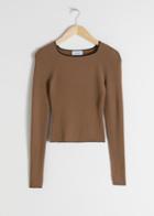 Other Stories Fitted Square Neck Micro Knit Top - Beige
