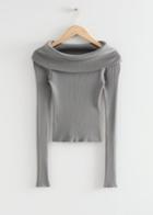 Other Stories Off Shoulder Knit Sweater - Grey