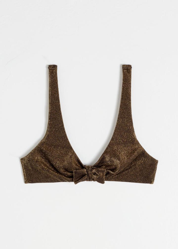 Other Stories Glitter Triangle Bikini Top - Gold