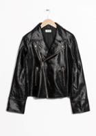 Other Stories Patent Leather Biker Jacket