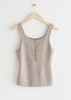 Other Stories Scalloped Knit Tank Top - Brown
