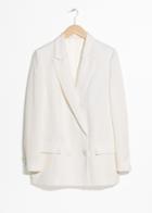Other Stories Double Breasted Linen Blend Blazer - White