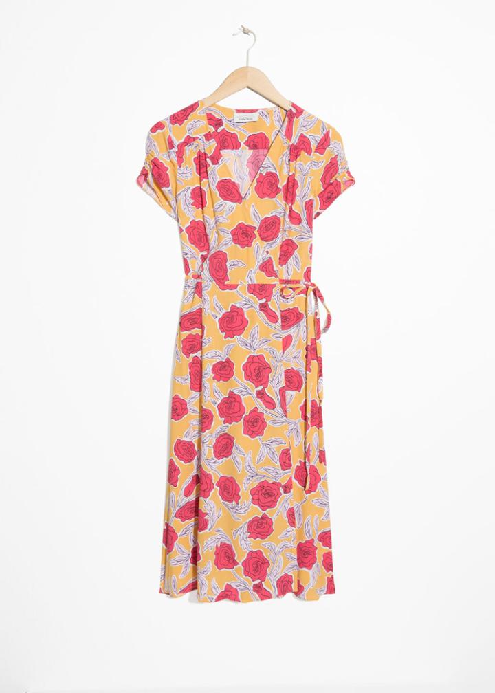 Other Stories Floral Printed Wrap Dress - Yellow