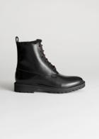 Other Stories Lace Up Leather Snow Boots - Black