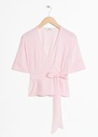 Other Stories Sheer Wrap Blouse - Pink