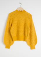 Other Stories Eyelet Knit Wool Blend Sweater - Yellow