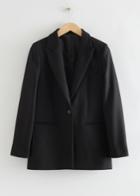 Other Stories Single Breasted Wool Blazer - Black